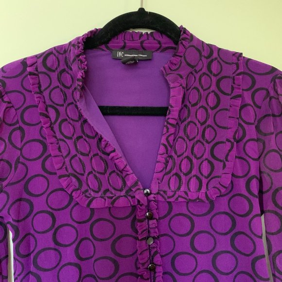 INC Purple Pattern Blous - Picture 3 of 4